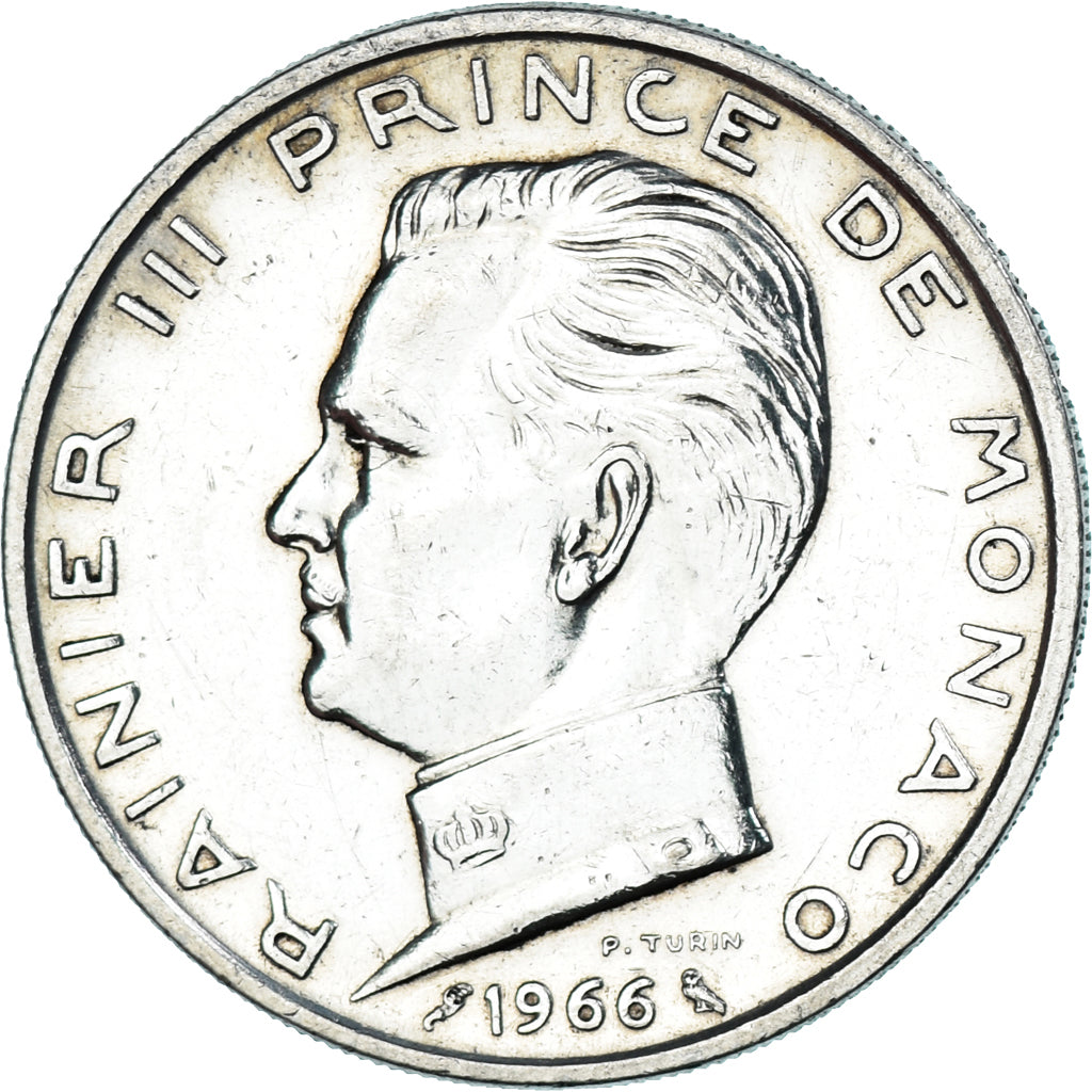 Coin, Monaco, Rainier III, 5 Francs, 1966, AU(50-53), Silver, KM:141, Gadoury:MC