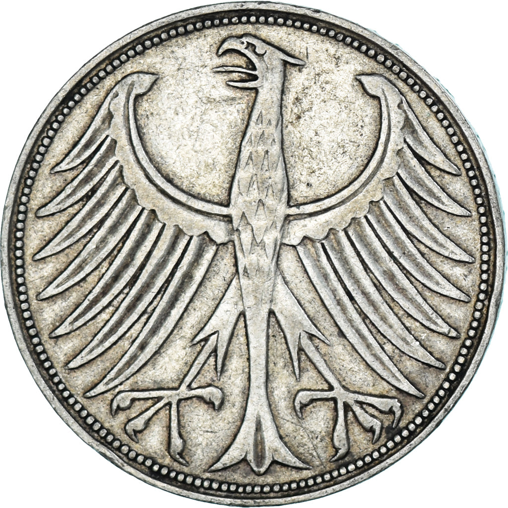Moneta, GERMANIA - REPUBBLICA FEDERALE, 5 Mark, 1957, Munich, BB, Argento