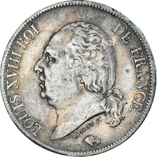 Coin, France, Louis XVIII, 5 Francs, 1824, Lille, VF(30-35), Silver, KM:711.13