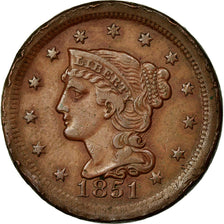 Coin, United States, Braided Hair Cent, Cent, 1851, U.S. Mint, Philadelphia