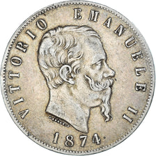 Moeda, Itália, Vittorio Emanuele II, 5 Lire, 1870, Milan, EF(40-45), Prata