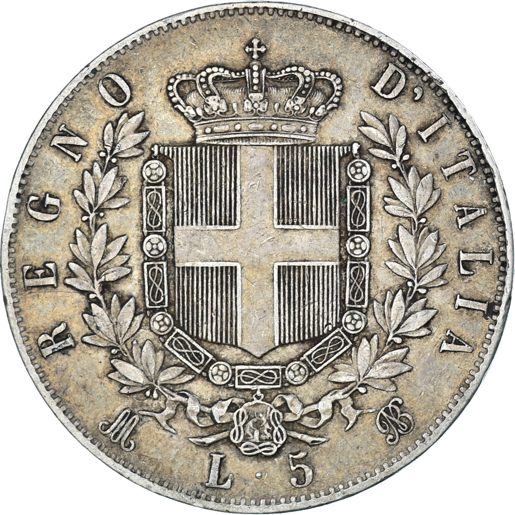 Moeda, Itália, Vittorio Emanuele II, 5 Lire, 1870, Milan, EF(40-45), Prata