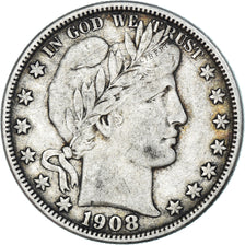 Moneta, Stati Uniti, Barber, Half Dollar, 1908, New Orleans, MB+, Argento