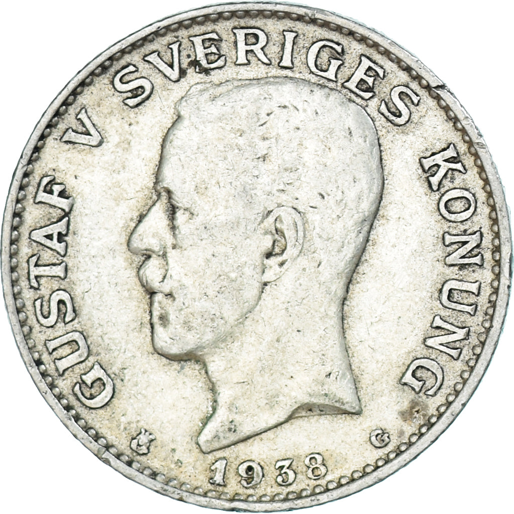 Moneta, Svezia, Gustaf V, Krona, 1938, BB, Argento, KM:786.2