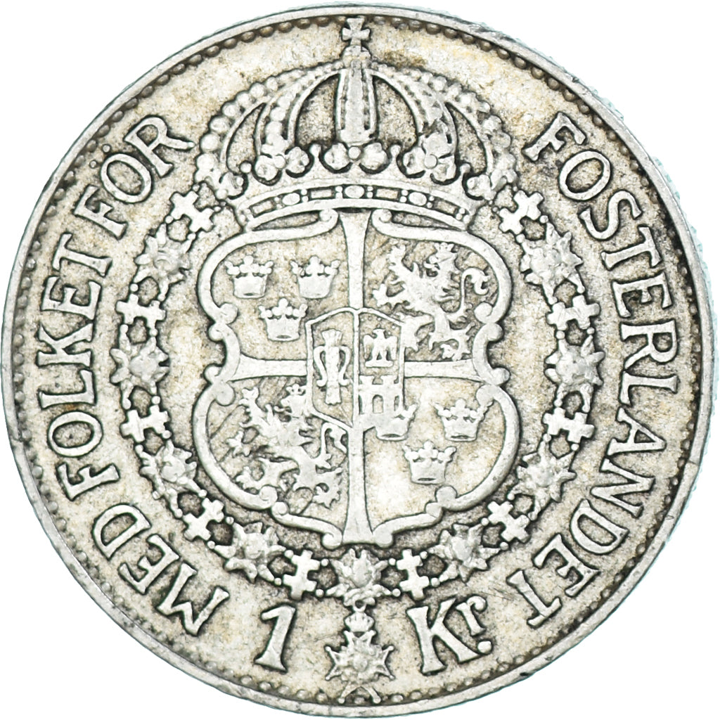 Moneta, Svezia, Gustaf V, Krona, 1938, BB, Argento, KM:786.2