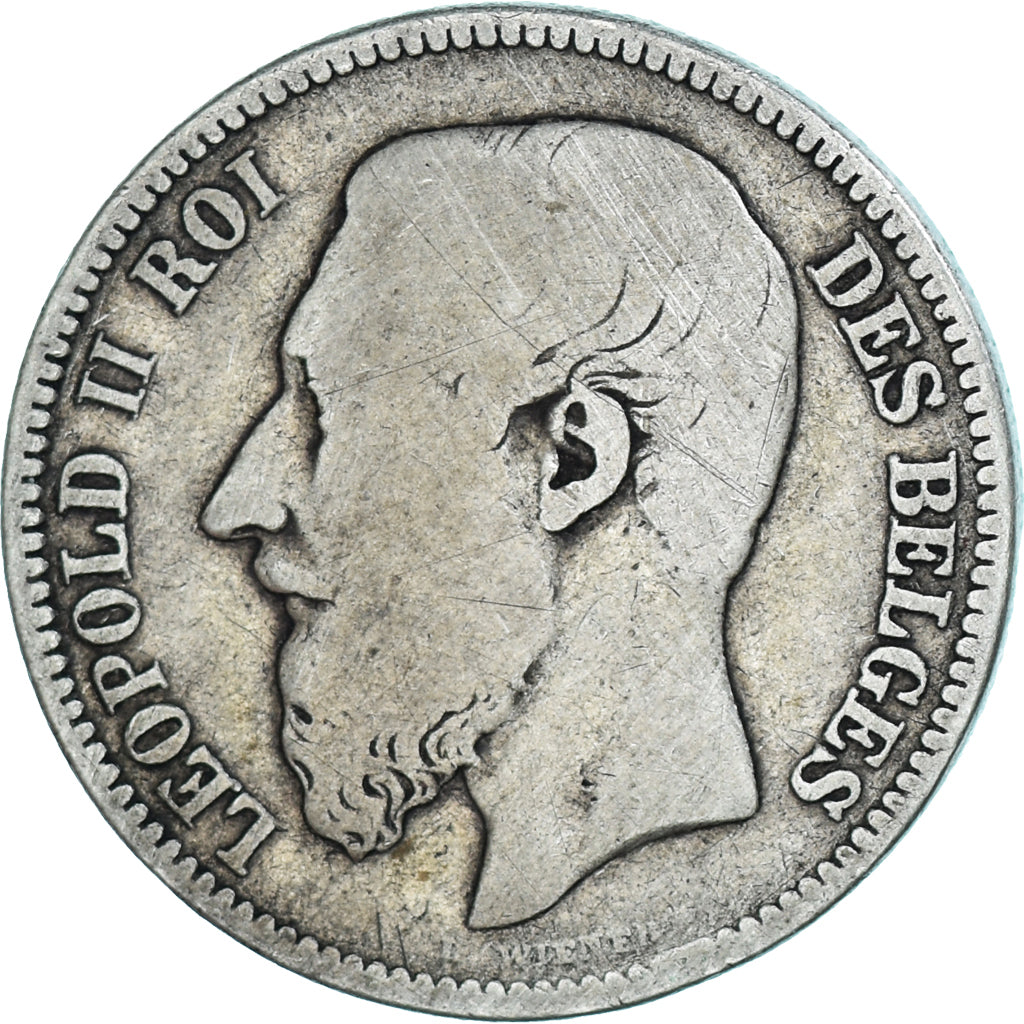 Coin, Belgium, Leopold II, 2 Francs, 1867, Brussels, F(12-15), Silver, KM:30.1