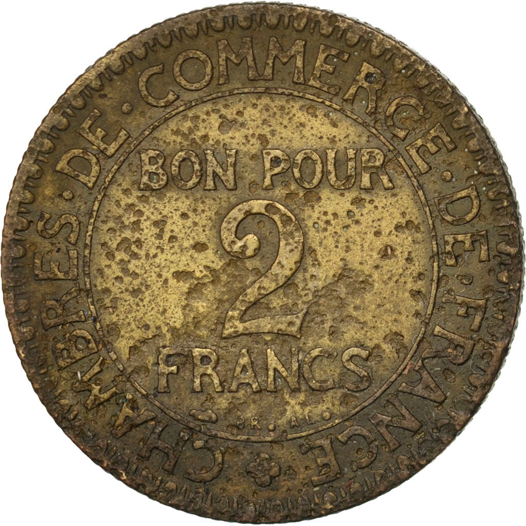 FRANCE, Chambre de commerce, 2 Francs, 1927, Paris, KM #877, F(12-15),...