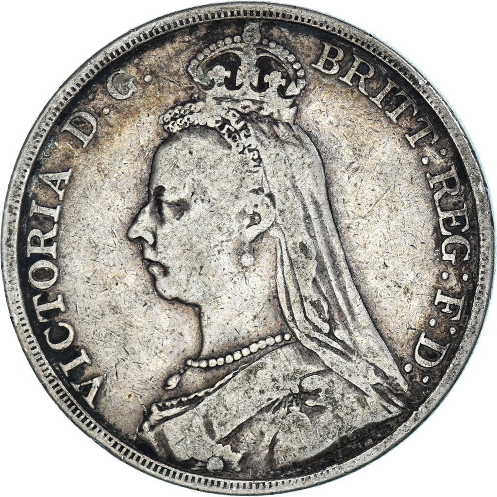 Münze, Großbritannien, Victoria, Crown, 1891, London, S+, Silber, KM:765