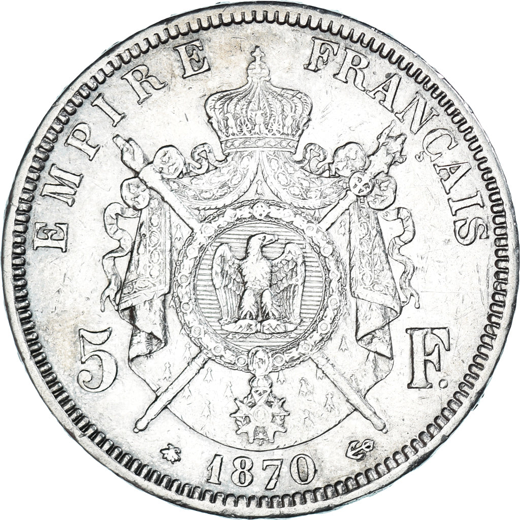 Monnaie, France, Napoleon III, 5 Francs, 1870, Paris, TTB, Argent, Gadoury:739