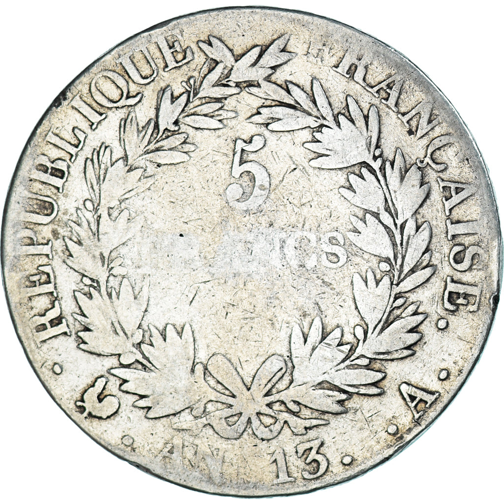 Munten, Frankrijk, Napoléon I, 5 Francs, AN 13, Paris, ZG+, Zilver, KM:662.1