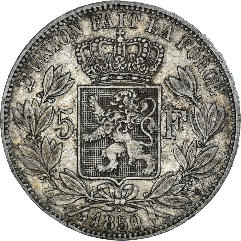 Moneta, Belgio, Leopold I, 5 Francs, 1850, BB, Argento, KM:17