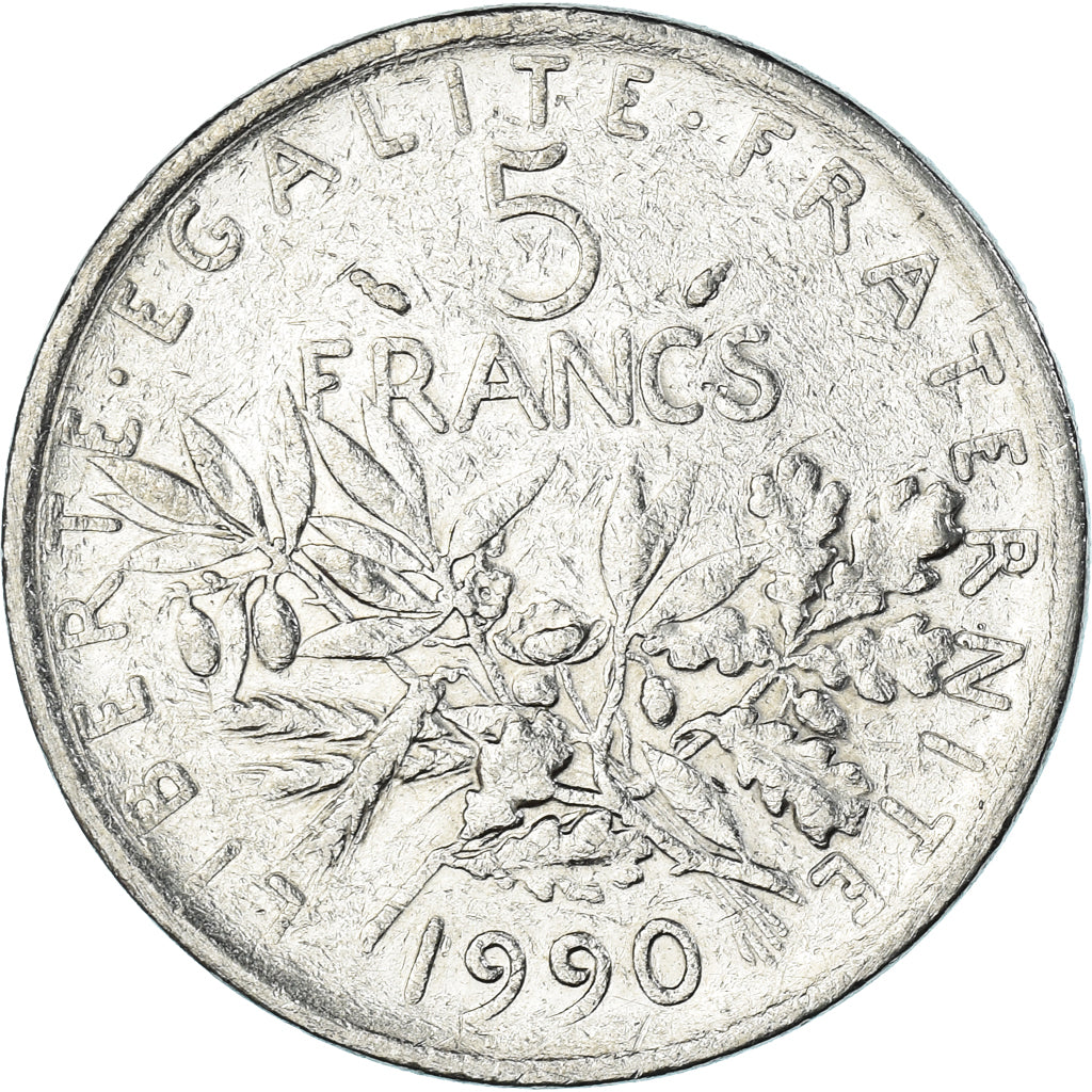Moneda, Francia, 5 Francs, 1990