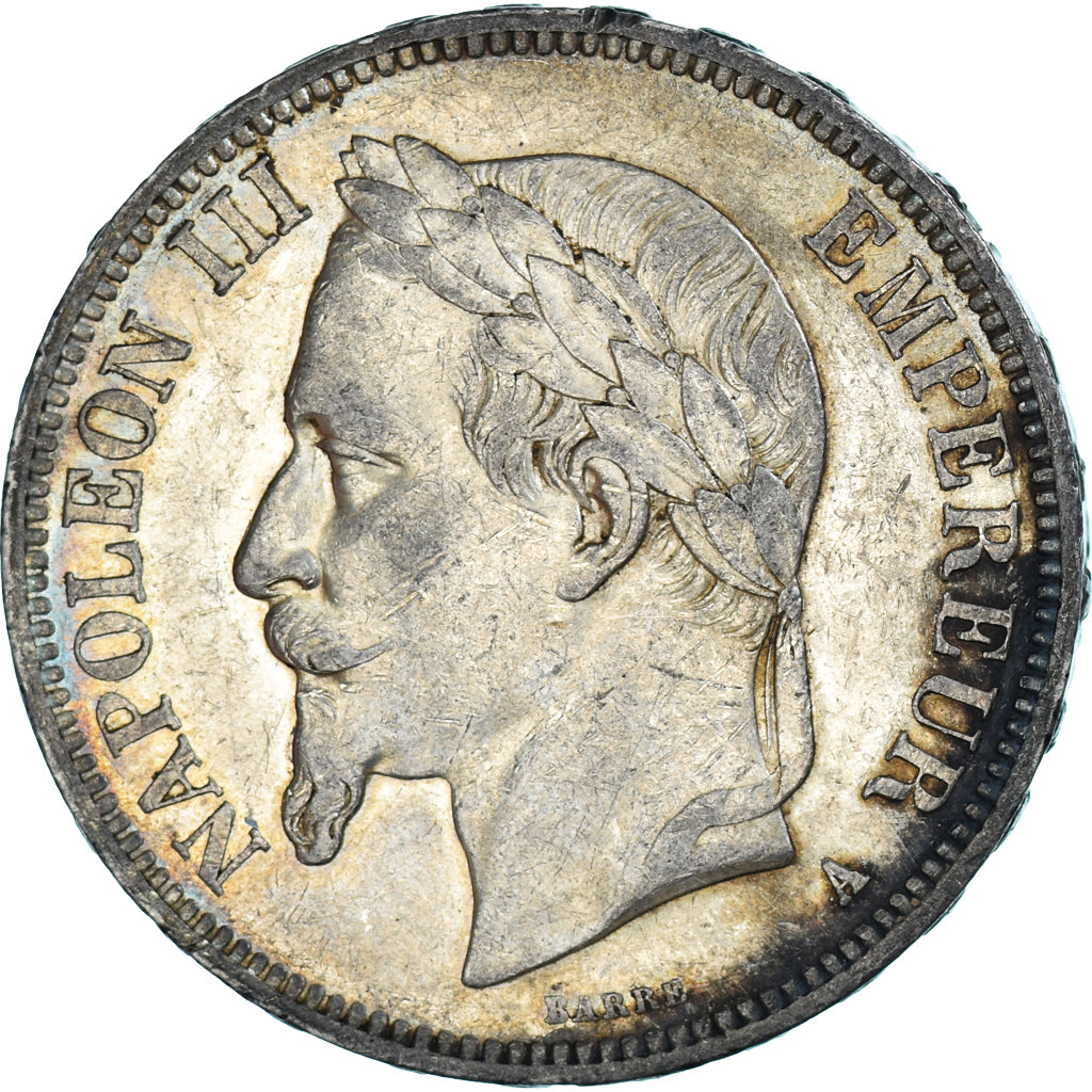 Moneta, Francia, Napoleon III, 5 Francs, 1868, Paris, MB+, Argento, KM:799.1