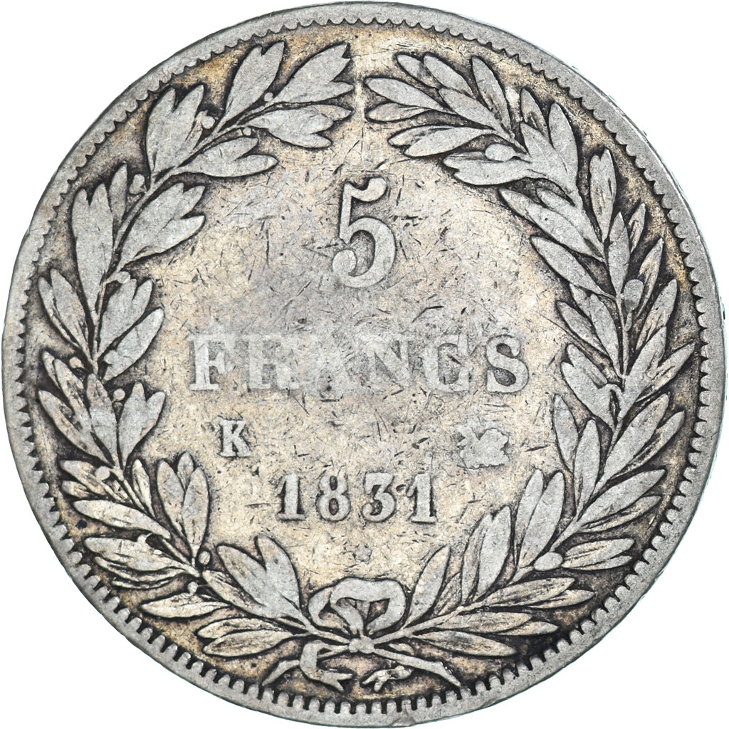 Münze, Frankreich, Louis-Philippe, 5 Francs, 1831, Bordeaux, S+, Silber