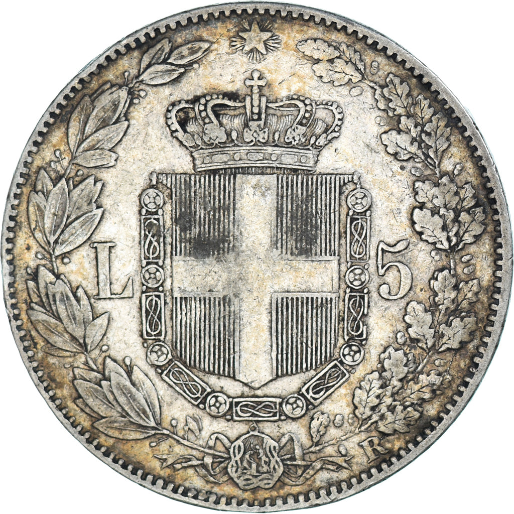 Münze, Italien, Umberto I, 5 Lire, 1879, Rome, S+, Silber, KM:20