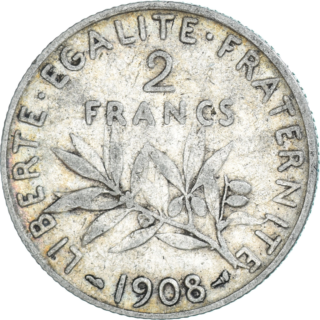 Monnaie, France, Semeuse, 2 Francs, 1908, Paris, TB+, Argent, Gadoury:532