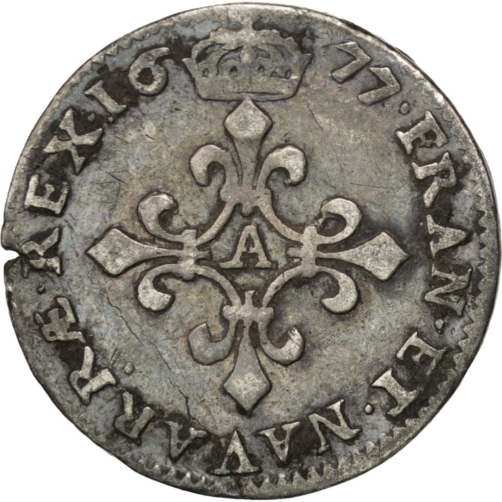 FRANCE, 4 Sols dits « des Traitants », 4 Sols, 1677, Paris, KM #23...