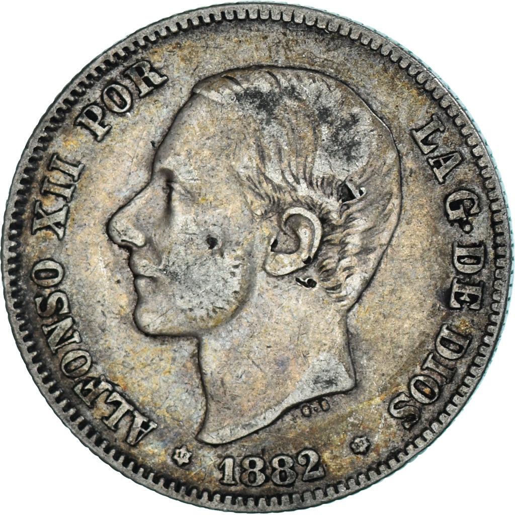 Coin, Spain, Alfonso XII, 2 Pesetas, 1882, Madrid, VF(30-35), Silver, KM:678.2