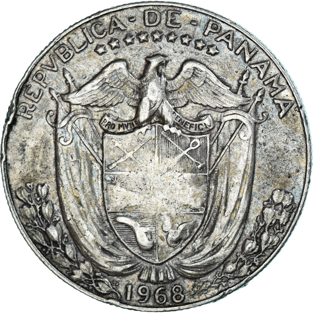 Moneda, Panamá, 1/2 Balboa, 1968, Franklin Mint, BC+, Plata, KM:12a.1