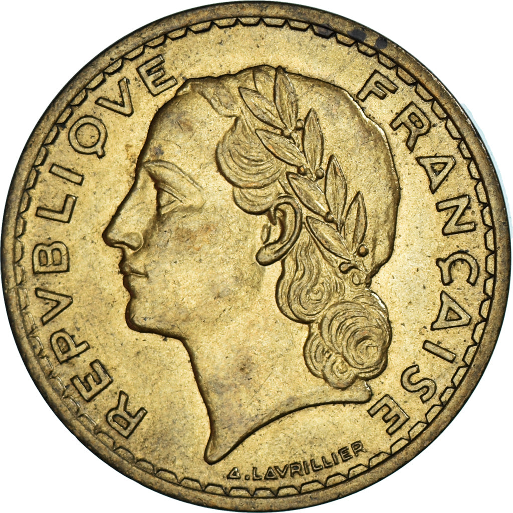 Moeda, França, Lavrillier, 5 Francs, 1940, AU(55-58), Alumínio-Bronze