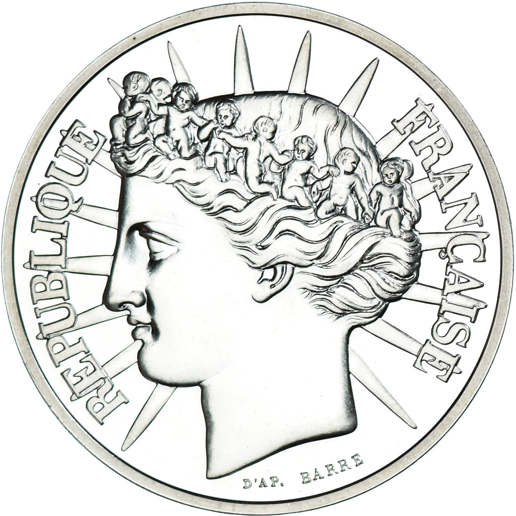 Moneta, Francja, Fraternité, 100 Francs, 1988, MS(63), Srebro, KM:966a