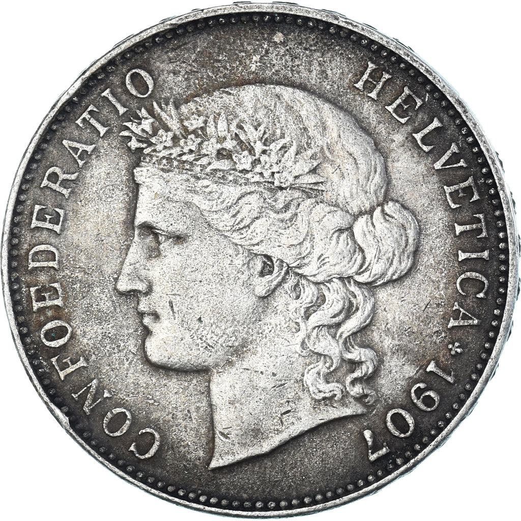 Coin, Switzerland, 5 Francs, 1907, Bern, EF(40-45), Silver, KM:34