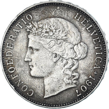 Coin, Switzerland, 5 Francs, 1907, Bern, EF(40-45), Silver, KM:34