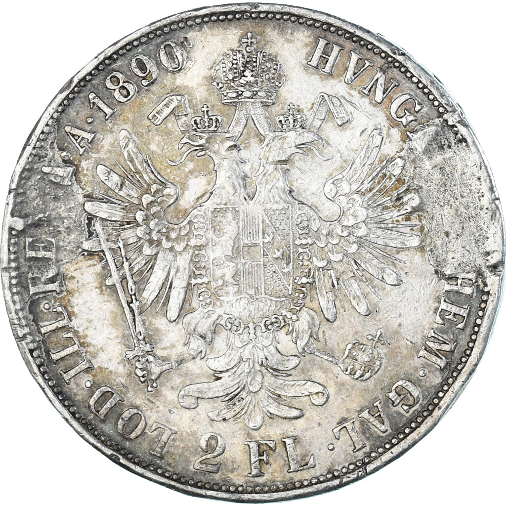 Moneda, Austria, Franz Joseph I, 2 Florin, 1890, Vienna, BC, Plata, KM:2233