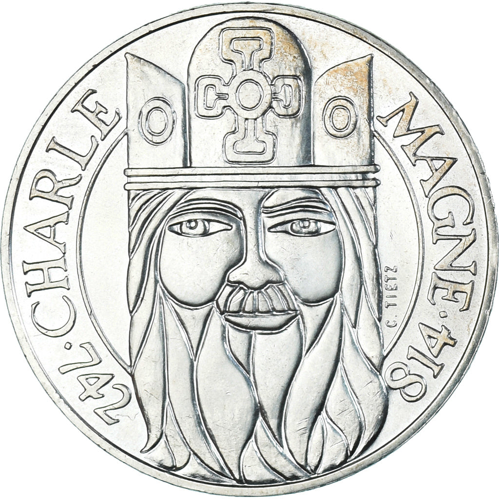 Coin, France, Charlemagne, 100 Francs, 1990, Paris, MS(63), Silver, KM:982