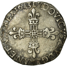 Monnaie, France, Louis XIV, 1/4 Écu, frappé au marteau, 1/4 Ecu, 1643