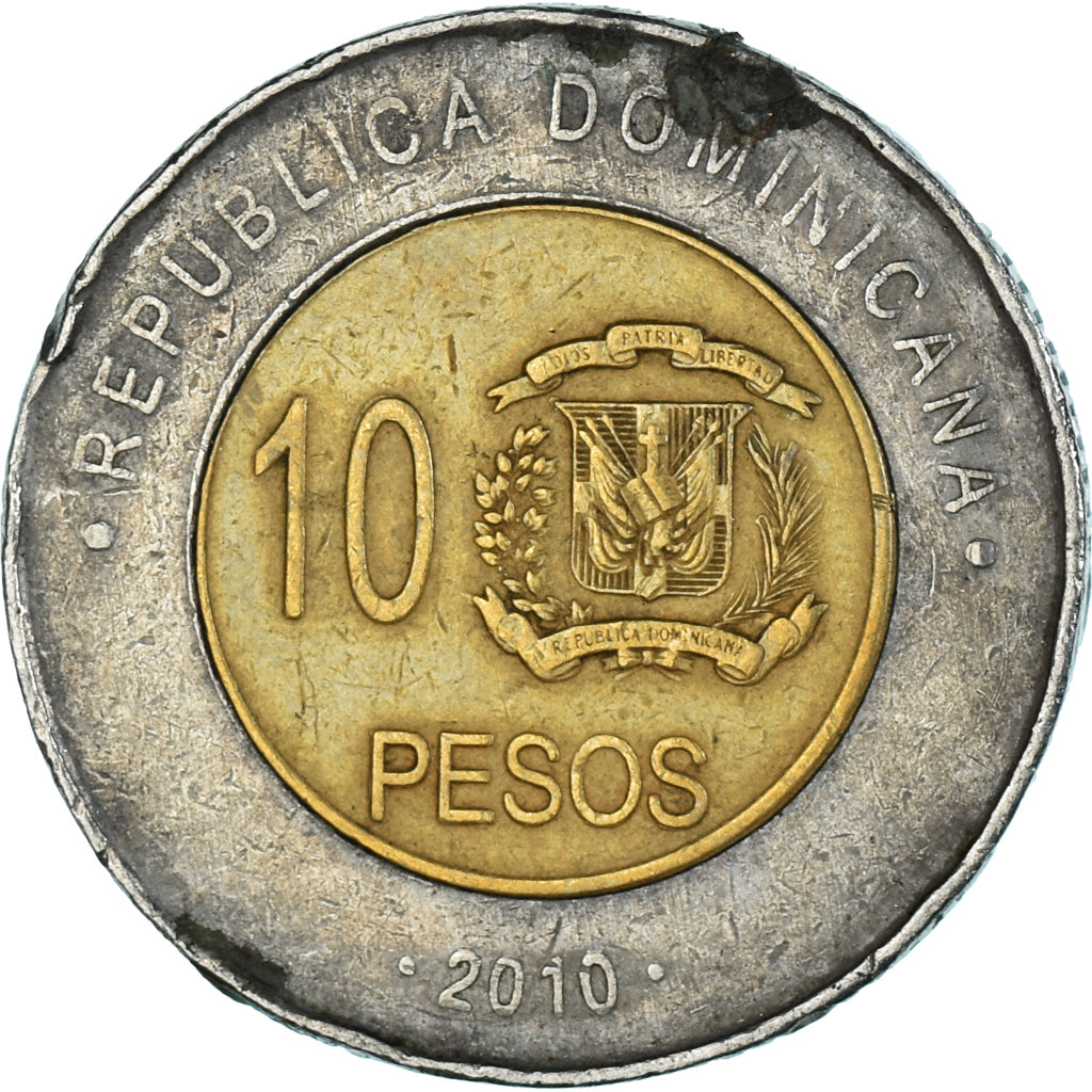Moeda, República Dominicana, 10 Pesos, 2010