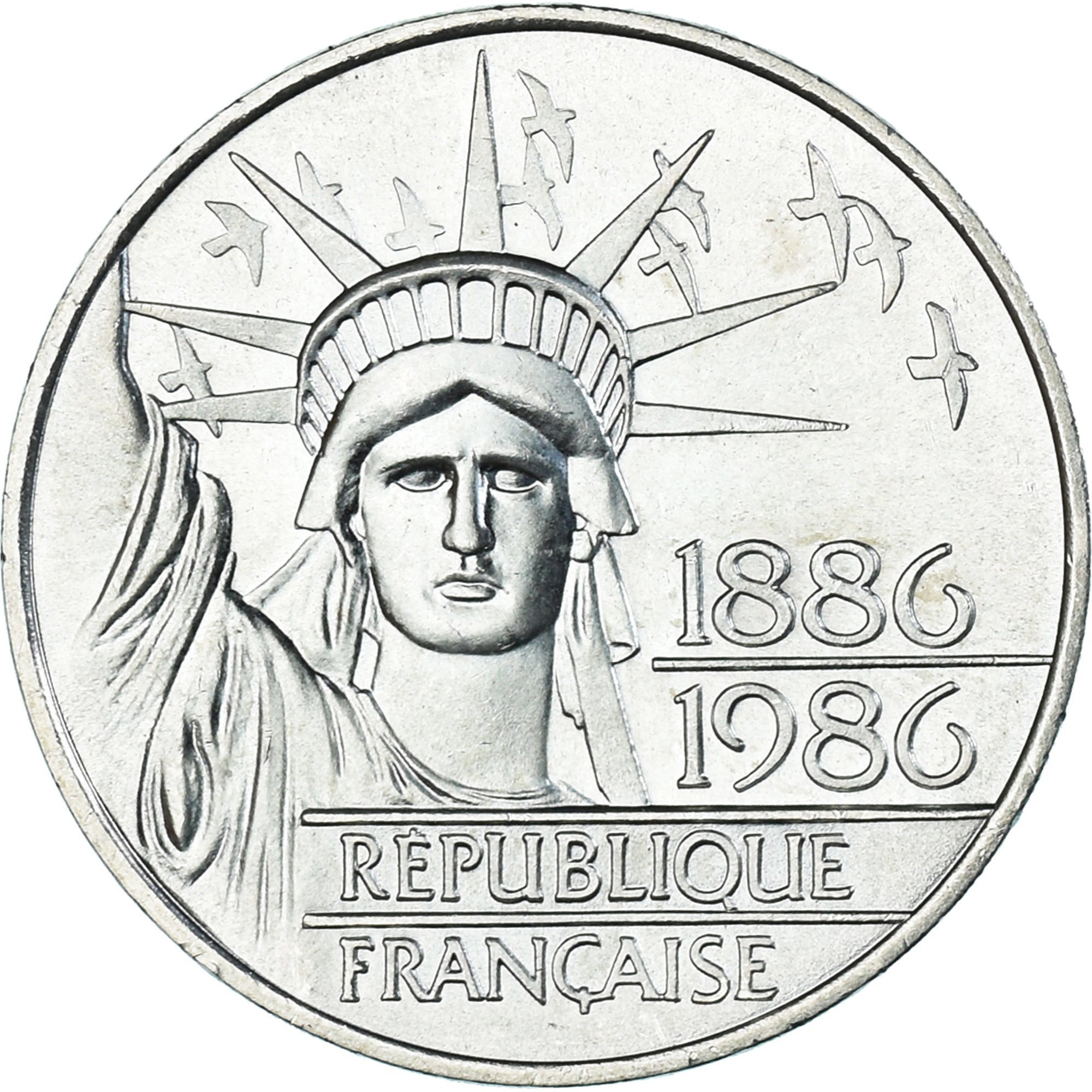 Coin, France, Statue de la Liberté, 100 Francs, 1986, MS(63), Silver, KM:960