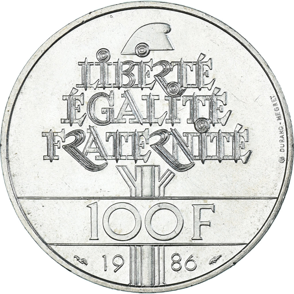 Coin, France, Statue de la Liberté, 100 Francs, 1986, MS(63), Silver, KM:960