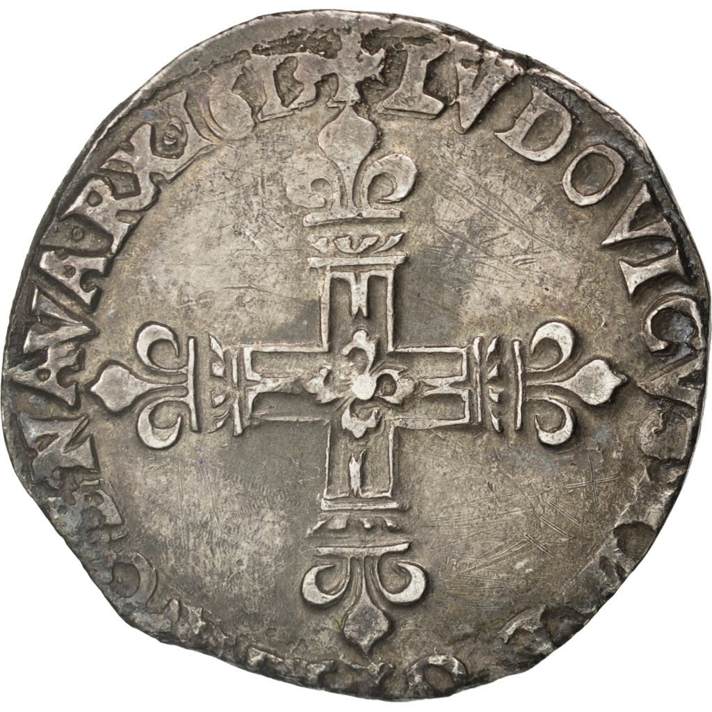 FRANCE, 1/4 Écu à la croix, 1/4 ECU, 1613, Bayonne, KM #47.11, VF(20-25), Silver