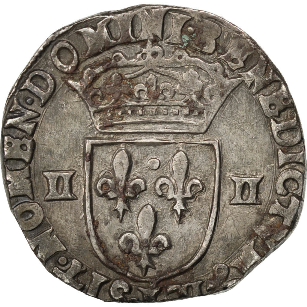 FRANCE, 1/4 Écu à la croix, 1/4 ECU, 1613, Bayonne, KM #47.11, VF(20-25), Silver