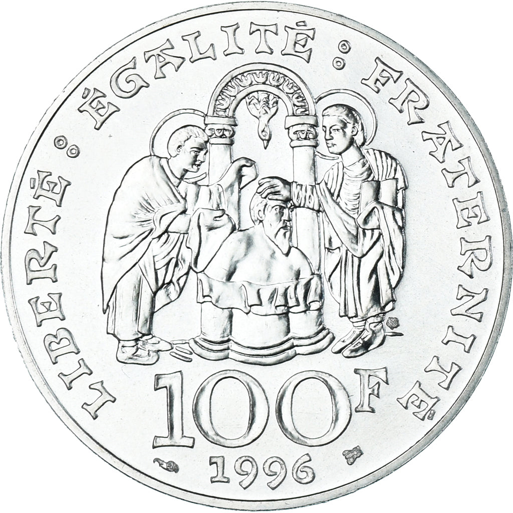 Coin, France, Clovis, 100 Francs, 1996, MS(63), Silver, KM:1180, Gadoury:953