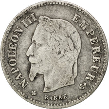 FRANCE, Napoléon III, 20 Centimes, 1867, Strasbourg, KM #808.2, VF(20-25), S...