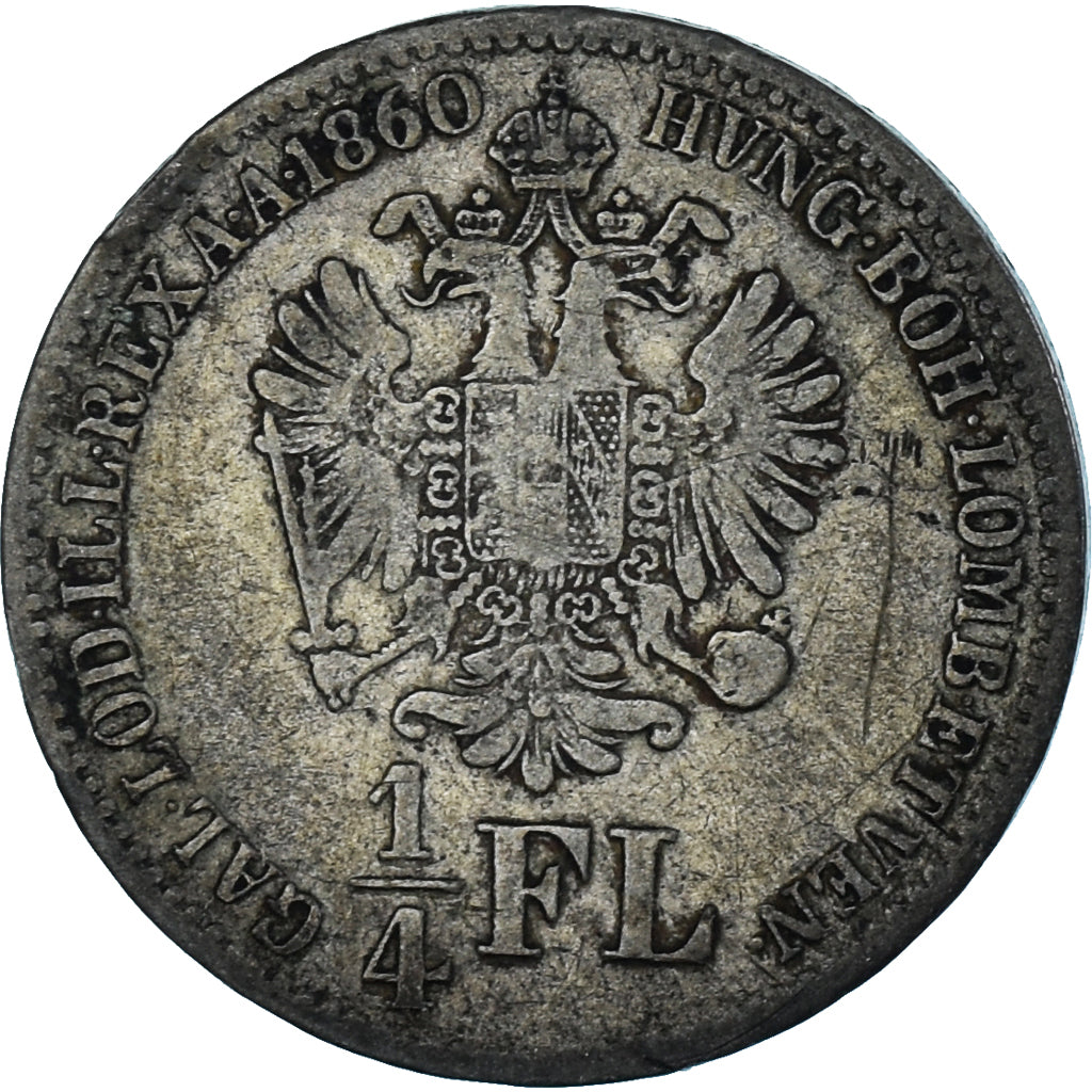 Moneta, Austria, Franz Joseph I, 1/4 Florin, 1860, Kremnitz, BB, Argento