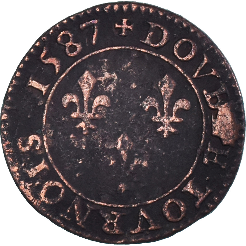 Münze, Frankreich, Henri III, Double Tournois, 1587, Paris, S, Kupfer, CGKL:84