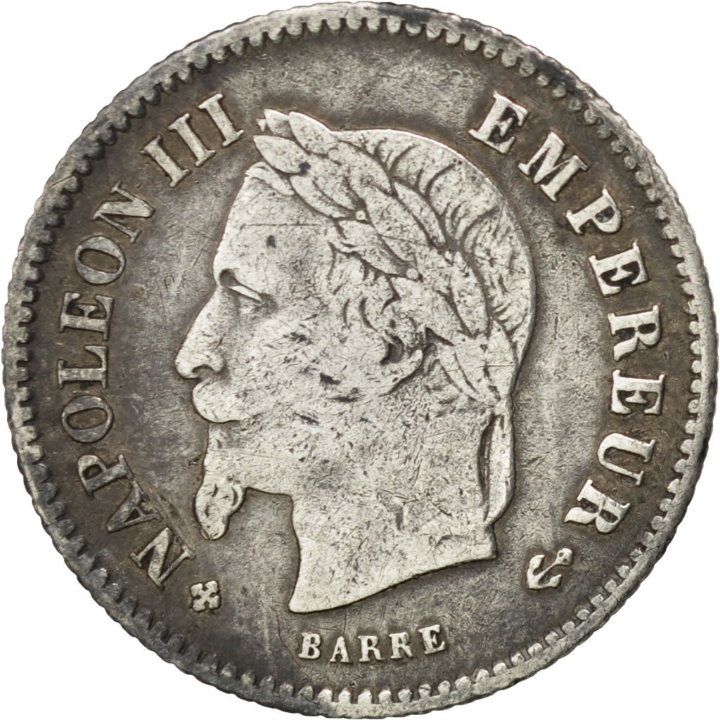 Moneta, Francia, Napoleon III, Napoléon III, 20 Centimes, 1867, Strasbourg