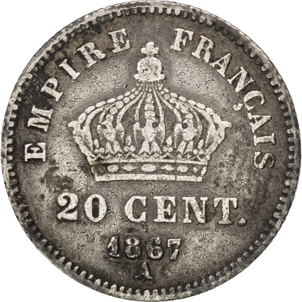Francia, Napoleon III, Napoléon III, 20 Centimes, 1867, Paris, MB, Argento,...