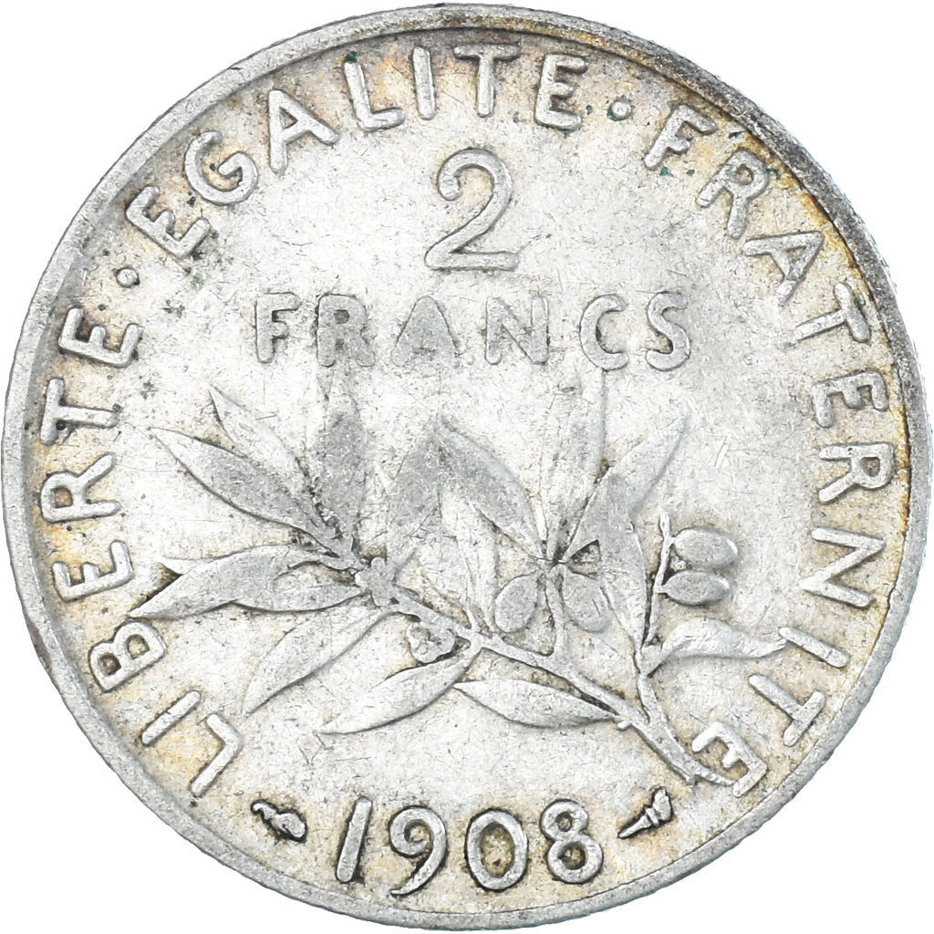 Münze, Frankreich, Semeuse, 2 Francs, 1908, Paris, S, Silber, KM:845.1