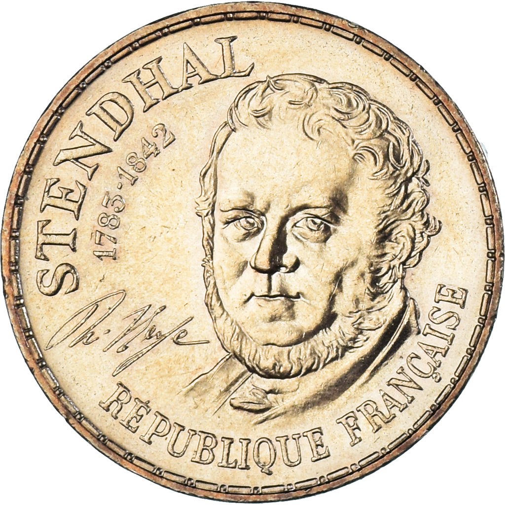 Moneta, Francja, Stendhal, 10 Francs, 1983, AU(55-58), Nikiel-Brąz, KM:953