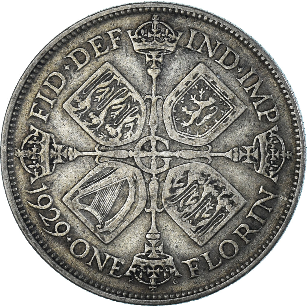 Moneta, Gran Bretagna, George V, Florin, 1929, British Royal Mint, MB+, Argento
