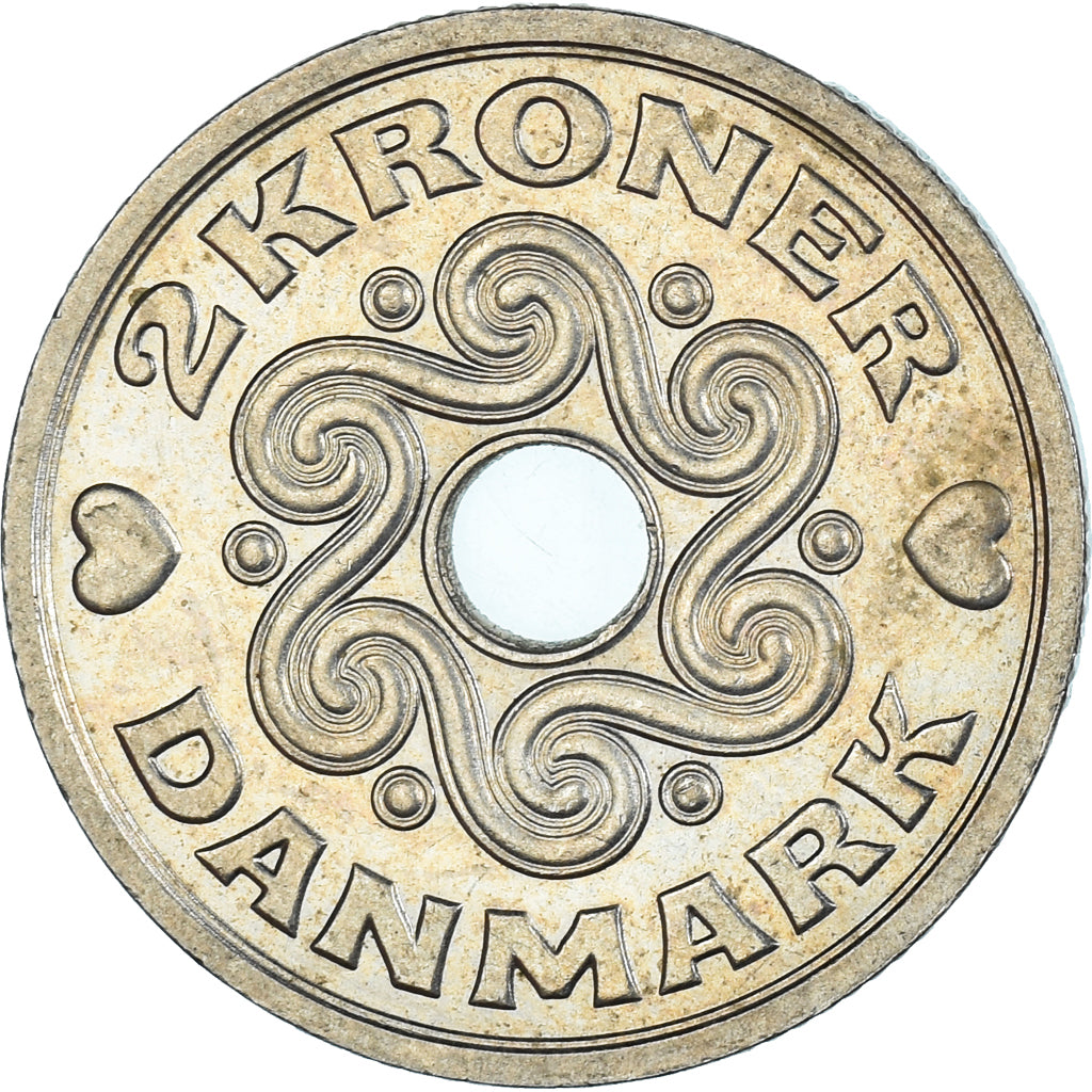 Munten, Denemarken, 2 Kroner, 1992