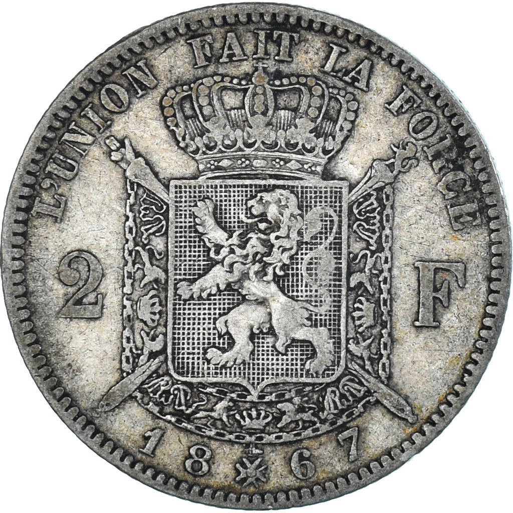 Coin, Belgium, Leopold II, 2 Francs, 1867, EF(40-45), Silver, KM:30.1