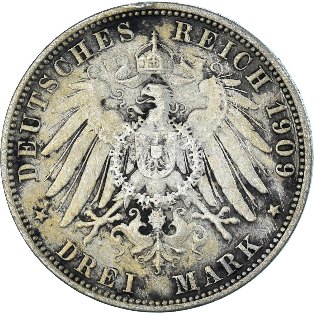 Münze, Deutsch Staaten, PRUSSIA, Wilhelm II, 3 Mark, 1909, Berlin, SGE, Silber