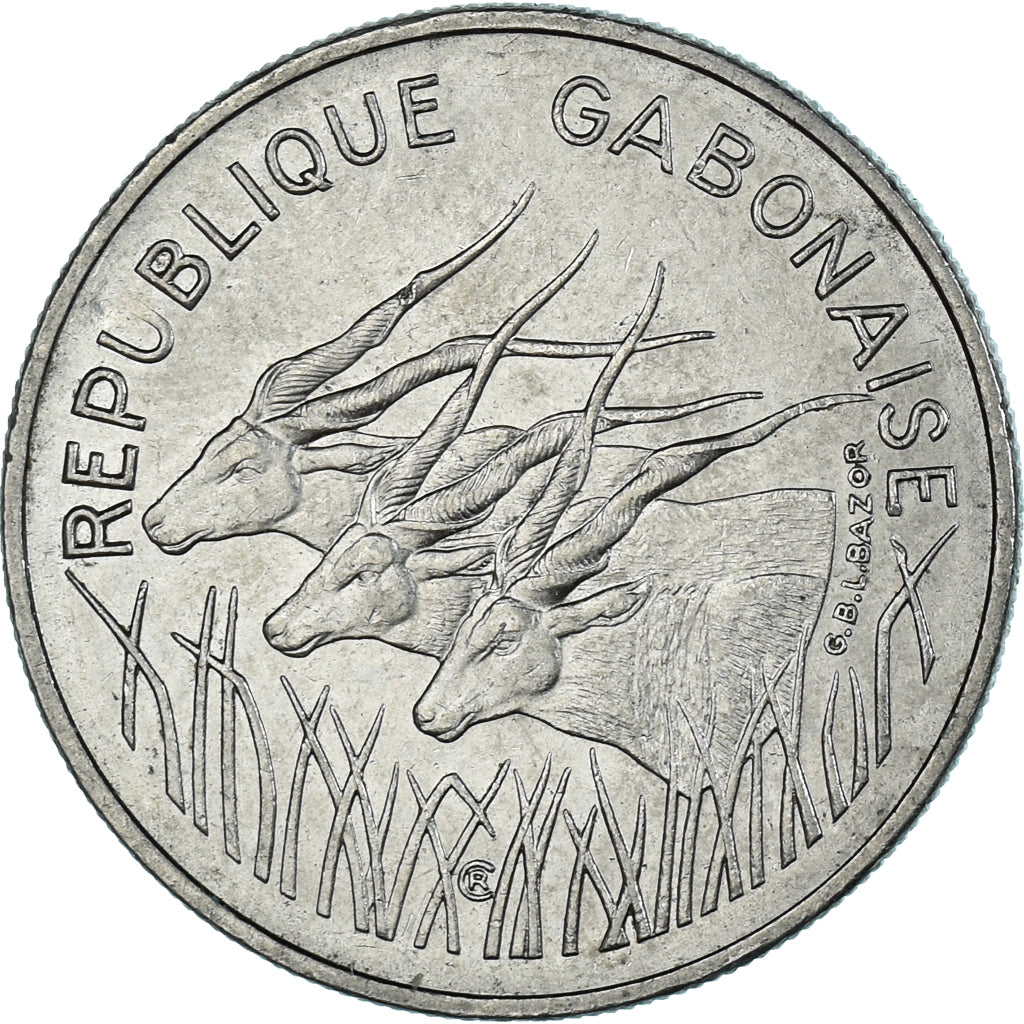 Moneta, Gabon, 100 Francs, 1975