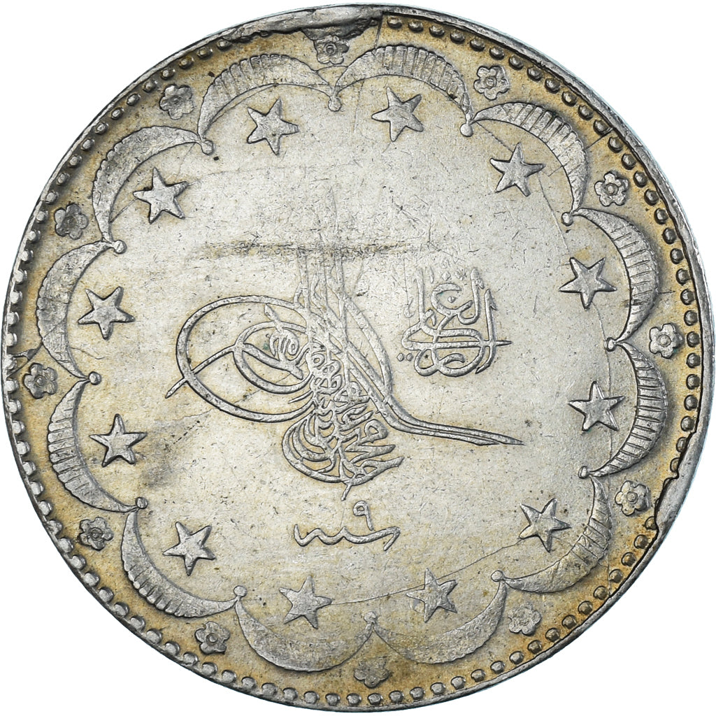 Coin, Turkey, Muhammad V, 20 Kurush, 1917, Qustantiniyah, EF(40-45), Silver