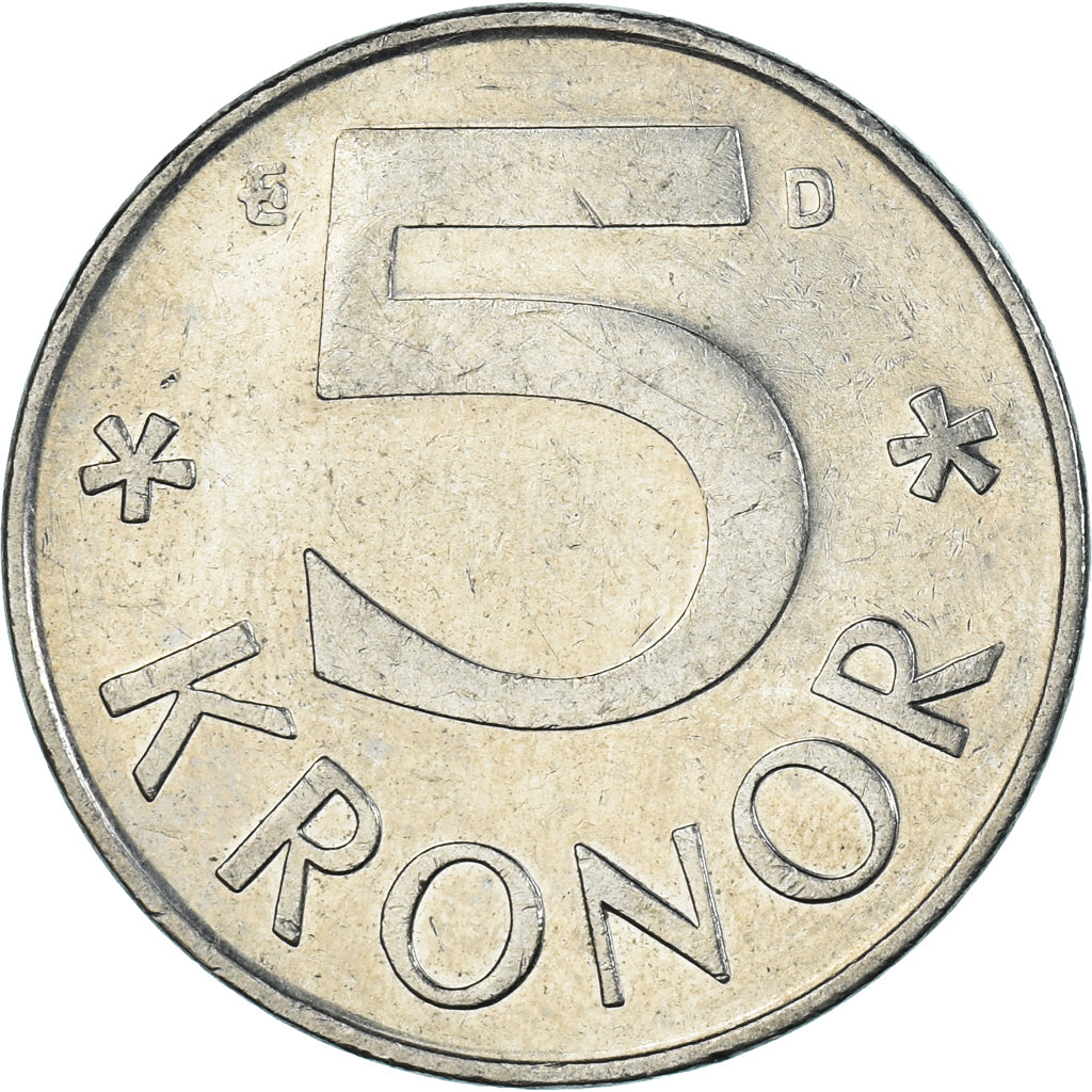 Monnaie, Suède, 5 Kronor, 1990